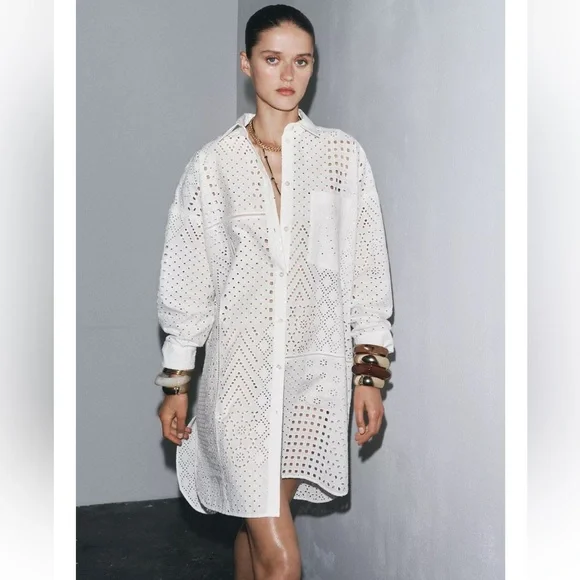 Zara ZW Collection Embroidered Eyelet Dress - Picture 5 of 12